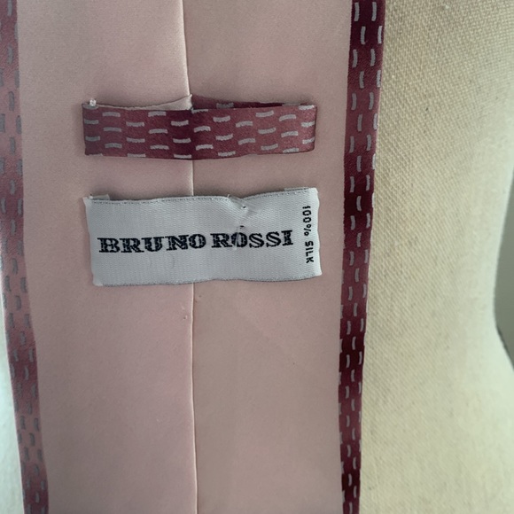 Bruno Rossi 100% Silk Tie EUC Long 60" EUC with Handkerchief - Picture 5 of 9